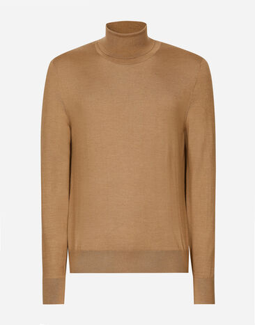 Dolce & Gabbana Cashmere and silk turtle-neck sweater Beige GXW05TJFMEH