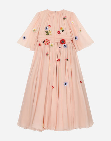 DolceGabbanaSpa Short-sleeved chiffon dress Pink L53DO9G7KL0