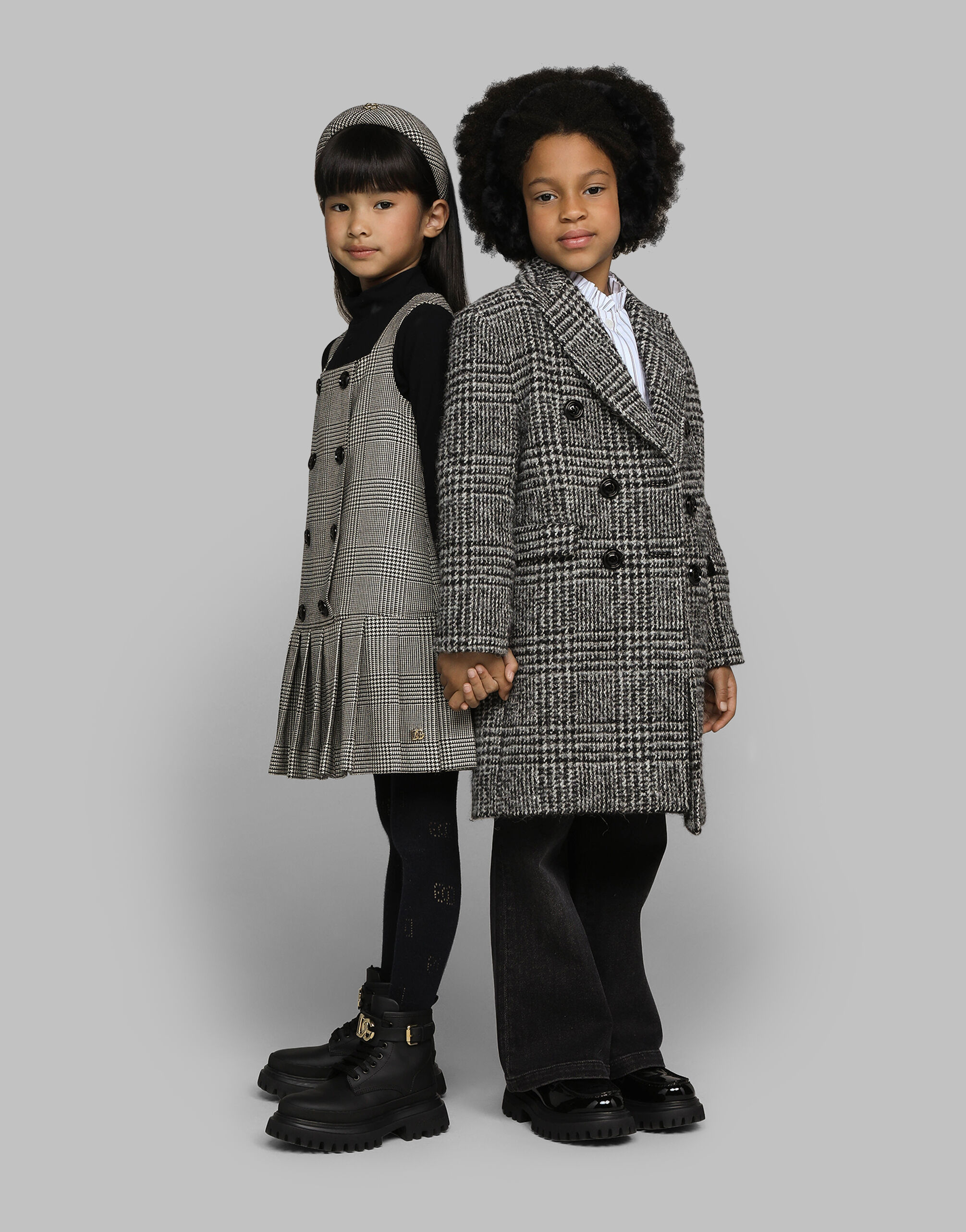 Double-breasted wool-blend herringbone coat