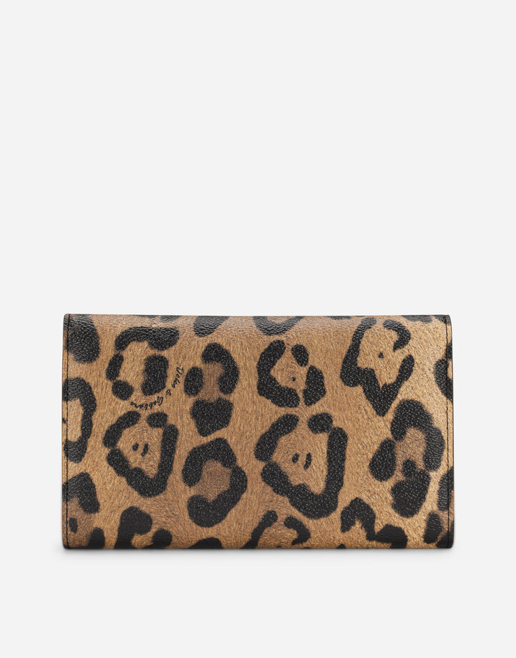 Dolce & Gabbana Portadocumentos en crespo estampado leopardo con placa con logotipo Multicolor BI1382AW384