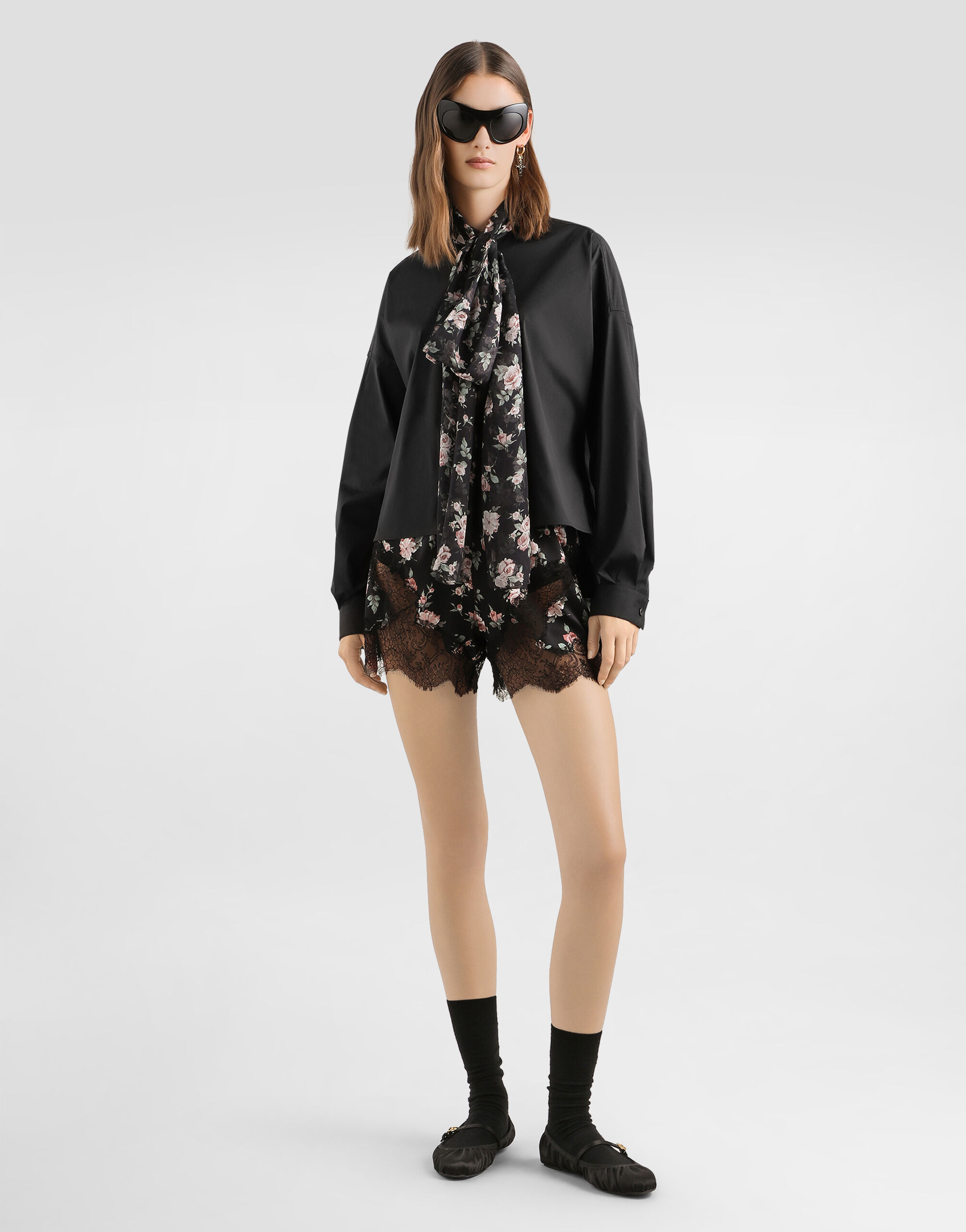 Poplin shirt with scarf - thumbnail 2
