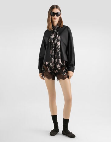 Dolce & Gabbana Chemisier en popeline avec lavallière Noir F5U13TFURMO
