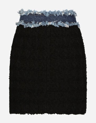 Dolce & Gabbana Tweed and denim miniskirt Blue F4BBBTFLSEP