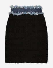 Dolce & Gabbana Tweed and denim miniskirt Black F4CB0TFUTBI