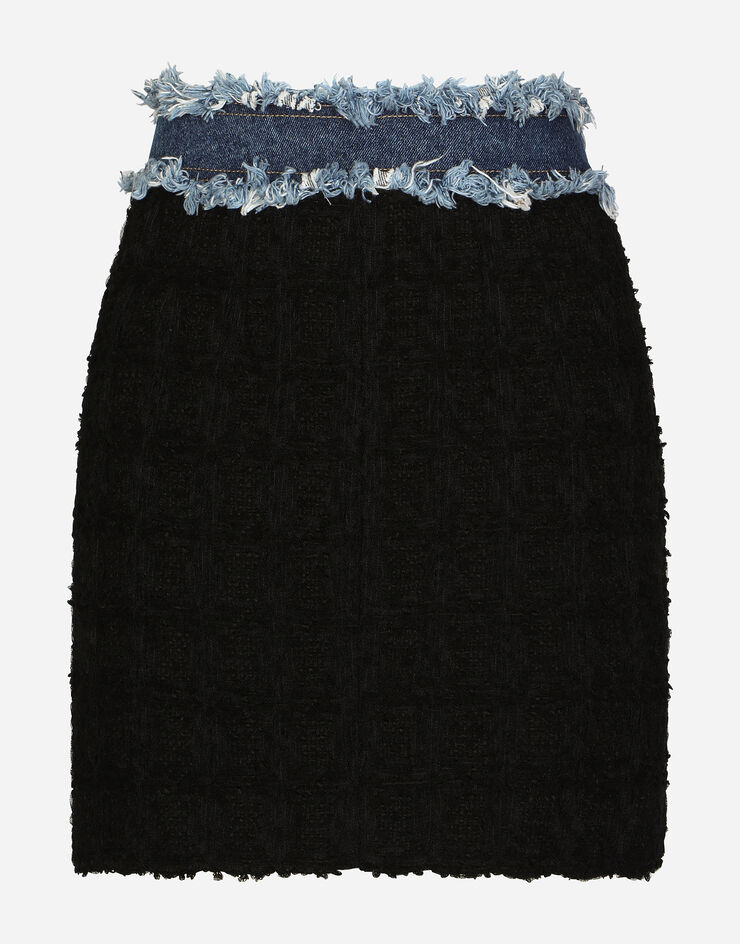 Dolce & Gabbana Mini-jupe en tweed et denim Multicolore F4CK2TGDBI0