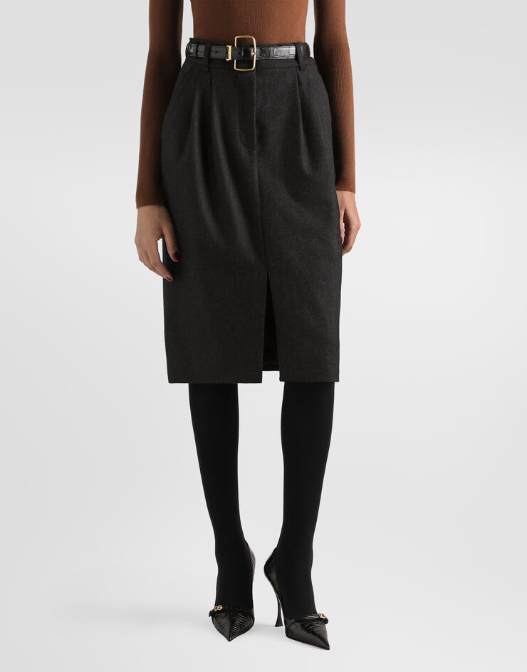 Dolce & Gabbana Wool flannel skirt Grey F4DGHTFU291