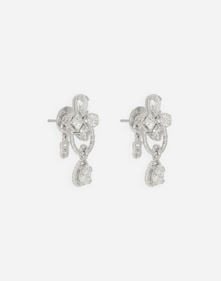 Dolce & Gabbana Pendientes Easy Diamond en oro blanco de 18 kt con diamantes Blanco WEQD2GWDIA1