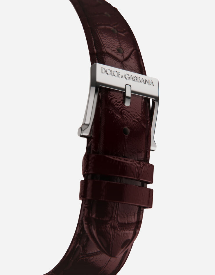 Dolce & Gabbana ساعة DG7 من الفولاذ مرصعة بالياقوت والماس عنابي WWFE2SXSFRA