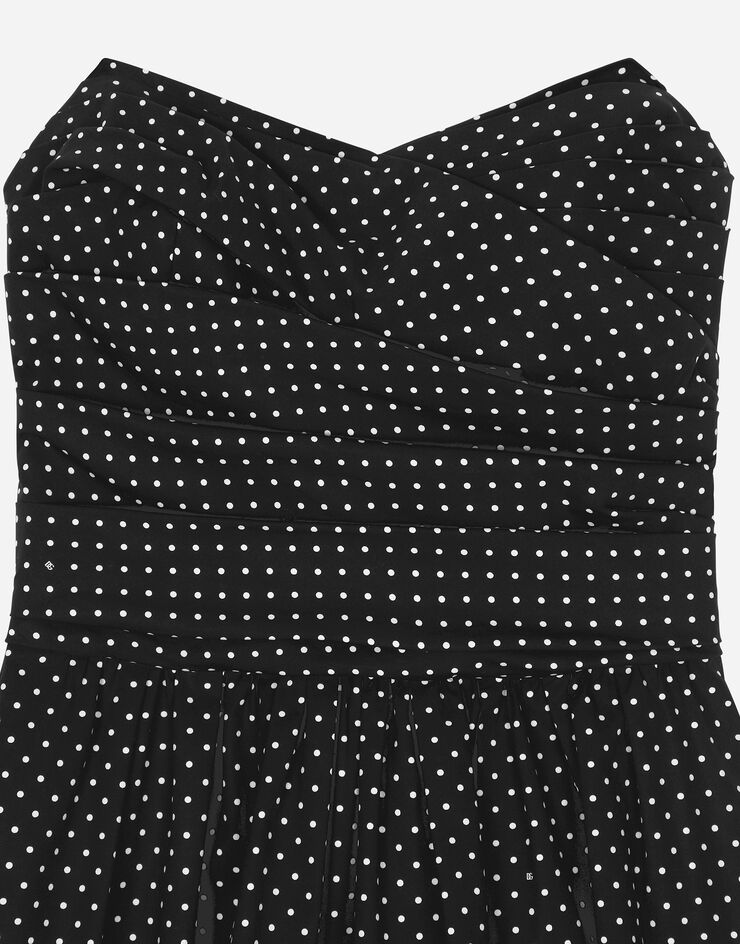 Dolce & Gabbana Cotton bustier minidress with polka-dot print Print F6JLETFSFNL