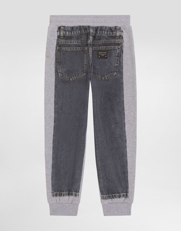 Dolce & Gabbana Fleece trousers with denim-effect print Multicolor L4JPING7PVD