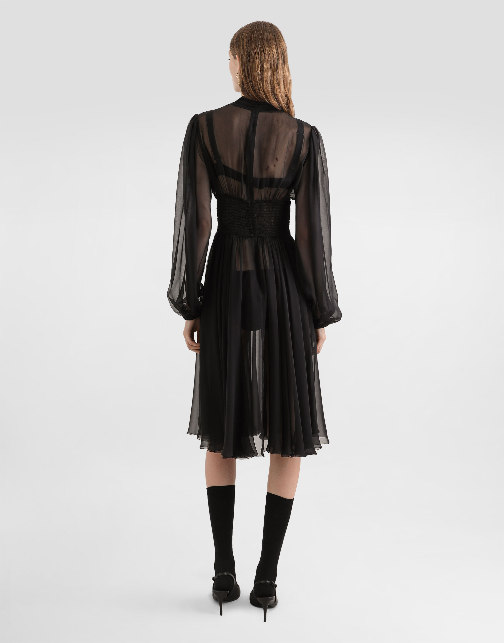 DOLCE&GABBANA　黒ドレス Blackのウィメンズ シフォン ドレス | Dolce&Gabbana®