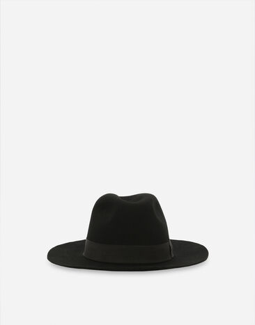 Dolce&Gabbana Sombrero fedora en fieltro de lana Negro GH596AGH094