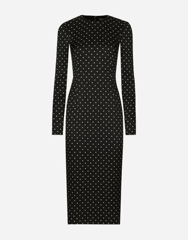 Dolce & Gabbana Charmeuse calf-length sheath dress with polka-dot print Print F6R3OTHPABO
