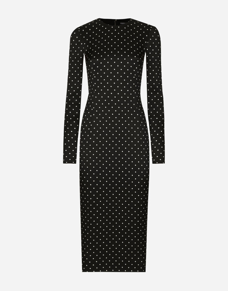 Dolce & Gabbana Charmeuse calf-length sheath dress with polka-dot print Print F6GAVTFSA63