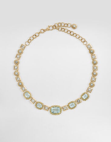 Dolce & Gabbana Eleganza Necklace 18-carat white and yellow gold, aquamarines and sapphires  WNSA8GWAQM1