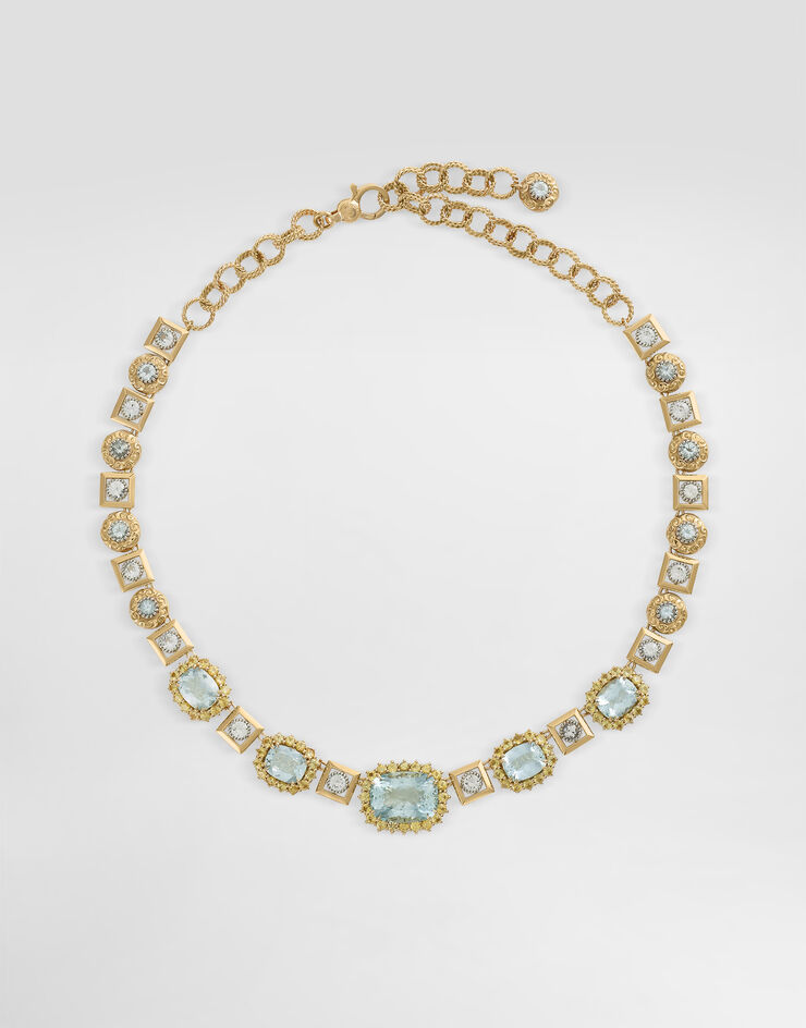 Dolce & Gabbana Eleganza Necklace 18-carat white and yellow gold, aquamarines and sapphires  WNSA8GWAQM1