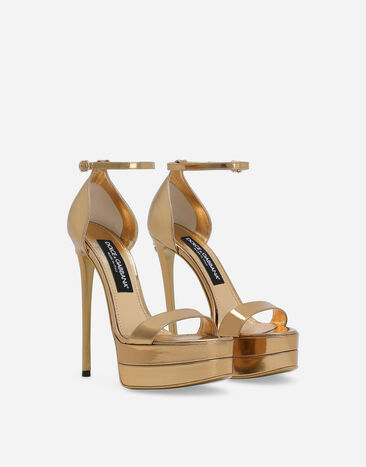 Dolce&Gabbana Sandalia de plataforma en piel de becerro Dorado CR1246AY828