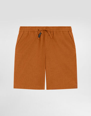 Dolce & Gabbana Cotton and linen canvas bermuda shorts Beige L43Q58LT372