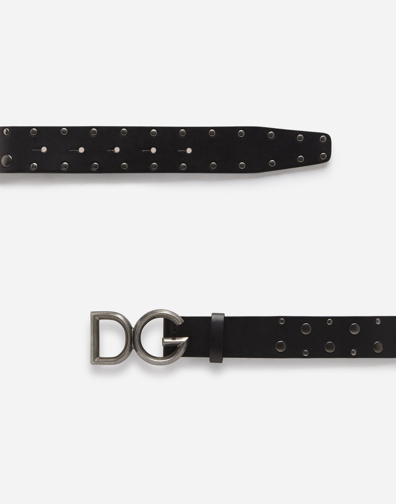 Cowhide belt with DG logo and stud embellishment