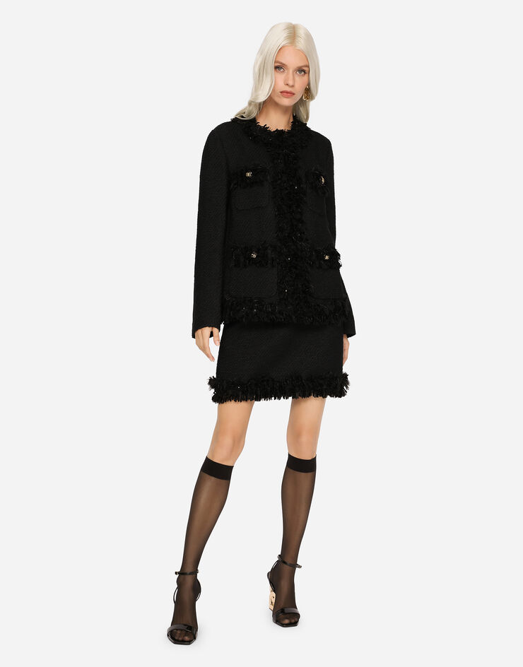 Dolce & Gabbana Single-breasted bouclé jacket Black F26CLTFU3JL