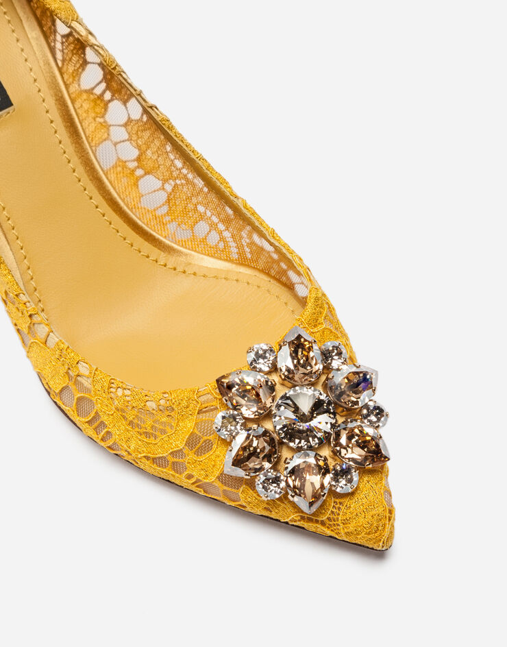 Dolce & Gabbana Lace rainbow pumps with brooch detailing Yellow CD0066AL198