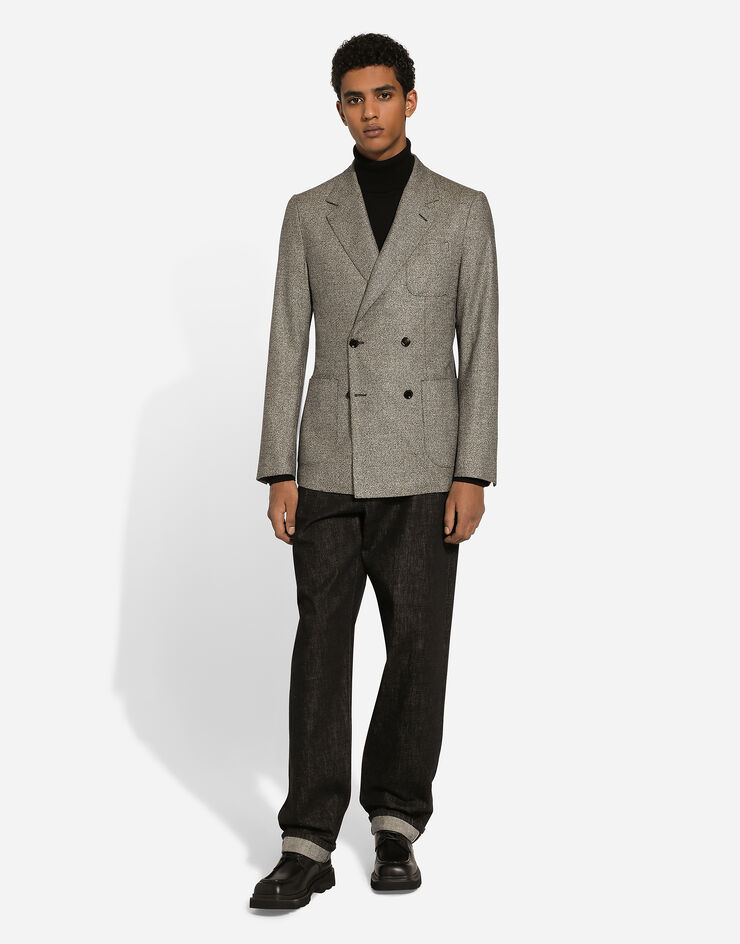Dolce & Gabbana Zweireihige Jacke Portofino aus Stretch-Flanell Dolce & Gabbana Zweireihige Jacke Portofino aus Stretch-Flanell Grau G2TW3TFMCA0