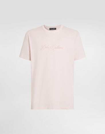 Dolce & Gabbana Cotton t-shirt with dg embroidery Pink G8PT1ZG7P9K