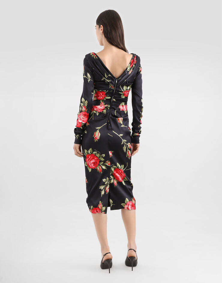 Dolce & Gabbana Rose bouquet-print draped satin dress Dolce & Gabbana Rose bouquet-print draped satin dress Multicolor F60DHTFSICD