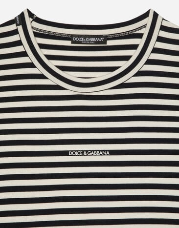 Dolce & Gabbana Striped short-sleeved T-shirt with logo Multicolor G8RG6TG7K3P