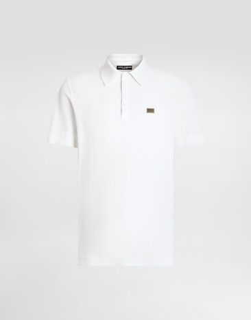Dolce & Gabbana Cotton polo-shirt with branded tag Black G8SR8TG7O8E