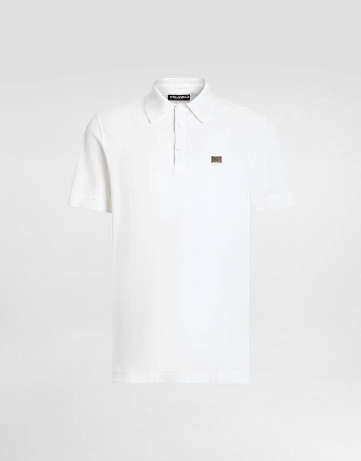 Dolce & Gabbana Cotton polo-shirt with branded tag White G8SN1TFU7EN