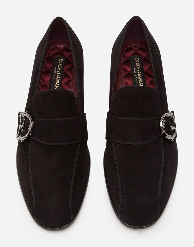 Dolce & Gabbana Suede loafers with baroque DG logo NOIR A50411A1275