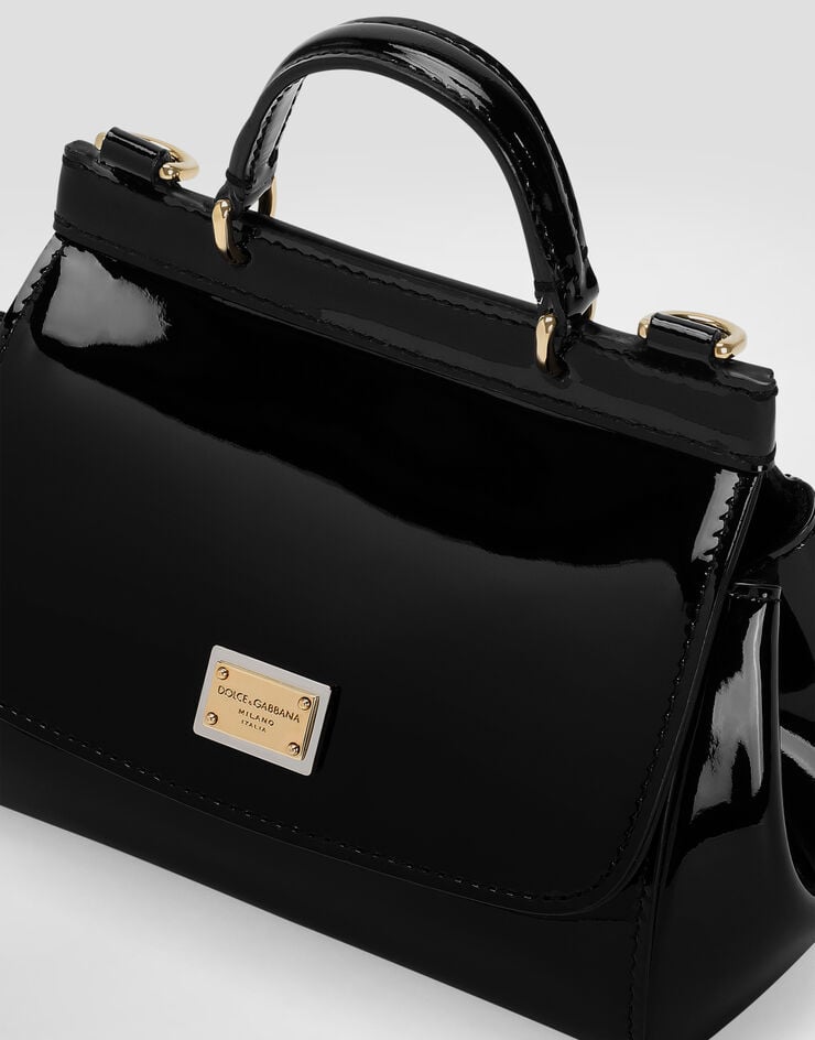 Dolce & Gabbana 페이턴트 가죽 미니 시실리 백 블랙 EB0003A1067