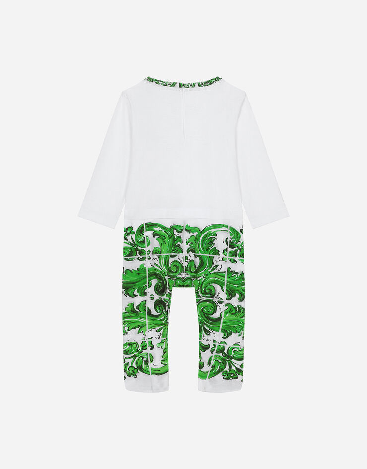 Dolce & Gabbana Set de regalo de 3 piezas de punto con estampado Maiolica verde Imprima L1JO6HG7NVE