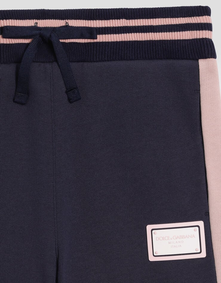 Dolce & Gabbana Fleece palazzo pants with logo Blue L5JPE2G7NNW