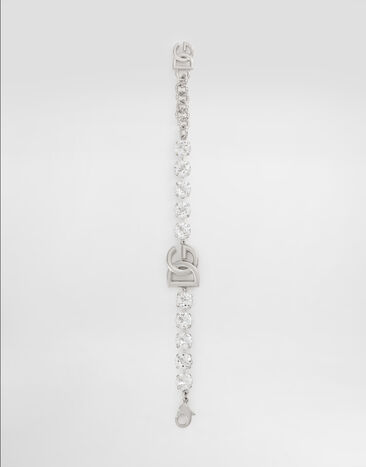 Dolce & Gabbana Bracelet with rhinestones and DG logo Silver WBO4S4W1111