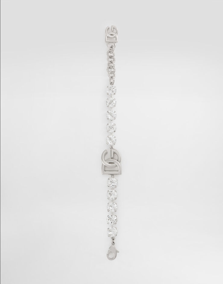 Dolce & Gabbana Bracelet with rhinestones and DG logo Silver WBO4S4W1111