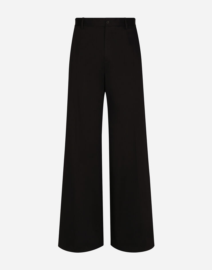 Dolce & Gabbana Wide-leg stretch cotton pants Black GVKXHTFUFKO