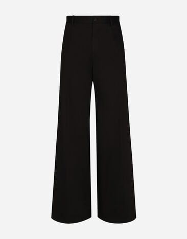 Dolce & Gabbana Pantalone gamba larga in cotone stretch Nero GVKXHTFUFKO