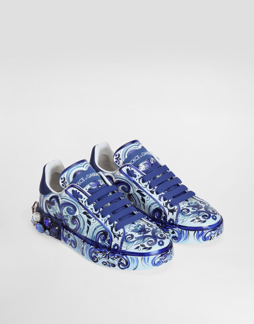 Majolica-print calfskin Portofino sneakers