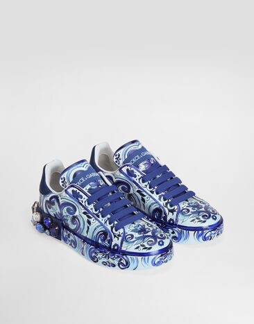 Dolce&Gabbana Majolica-print calfskin Portofino sneakers Multicolor CK1544AD466