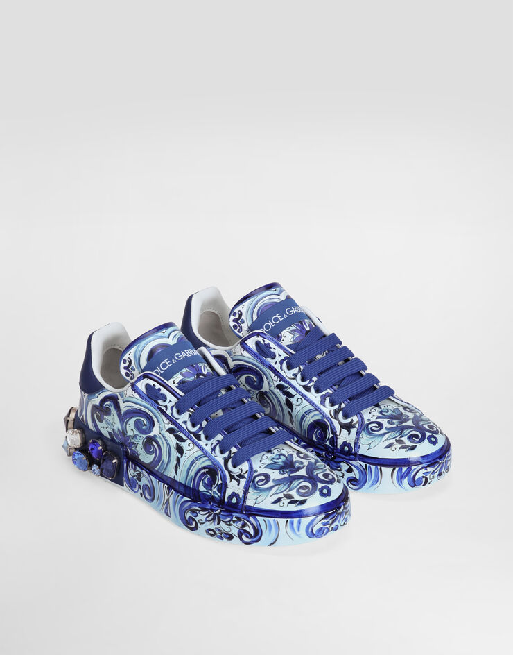 Dolce&Gabbana Majolica-print calfskin Portofino sneakers Multicolor CK1544AD466