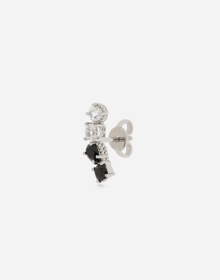 Dolce & Gabbana Mono boucle d’oreille en or blanc 18 ct avec topazes incolores et spinelles noirs Blanc WSQA1GWTSQS