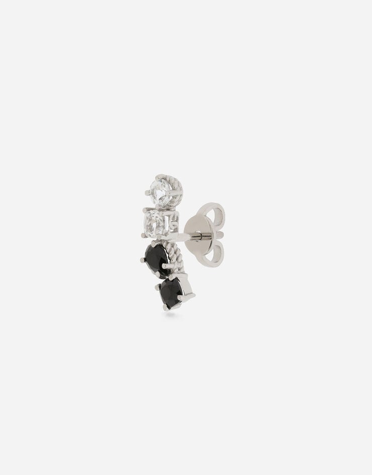 Dolce & Gabbana Single earring in white gold 18kt with colourless topazes and black spinels White WSQA1GWTSQS