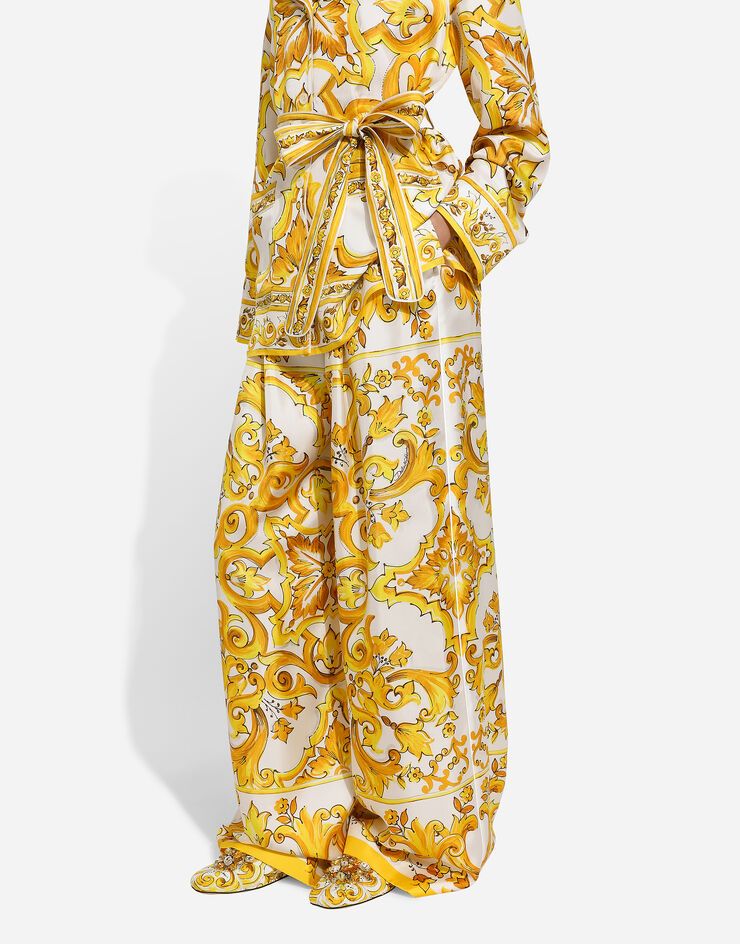 Printed Silk Twill Trousers