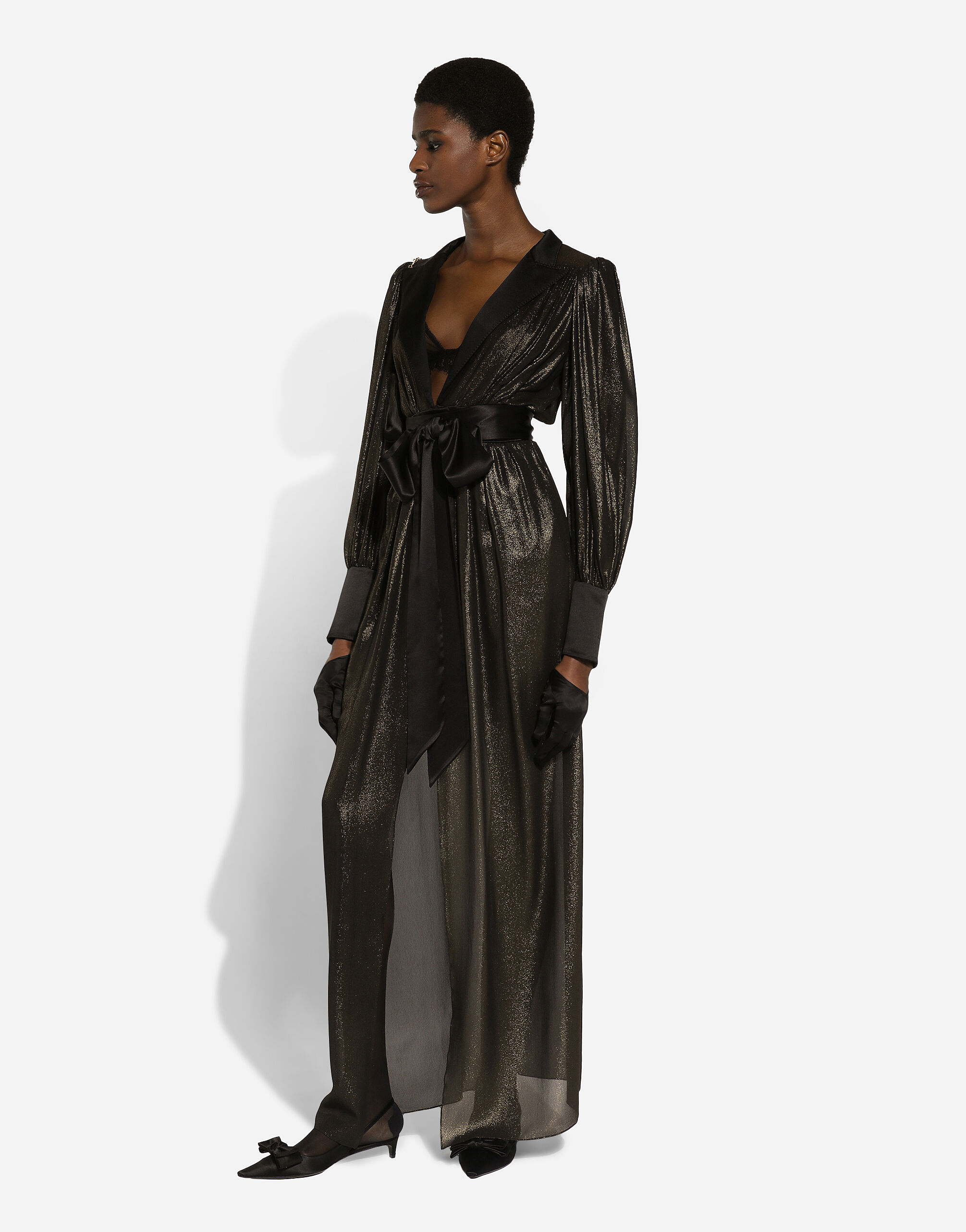 Silk satin tie belt in Black for Women Dolce Gabbana
