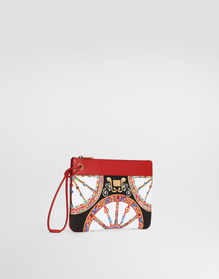 Dolce & Gabbana Toiletry bag in carretto-print canvas Multicolor BI3426A0417
