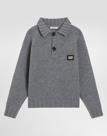 Dolce & Gabbana Wool and cashmere polo shirt Grey L4KWI0JGMBA