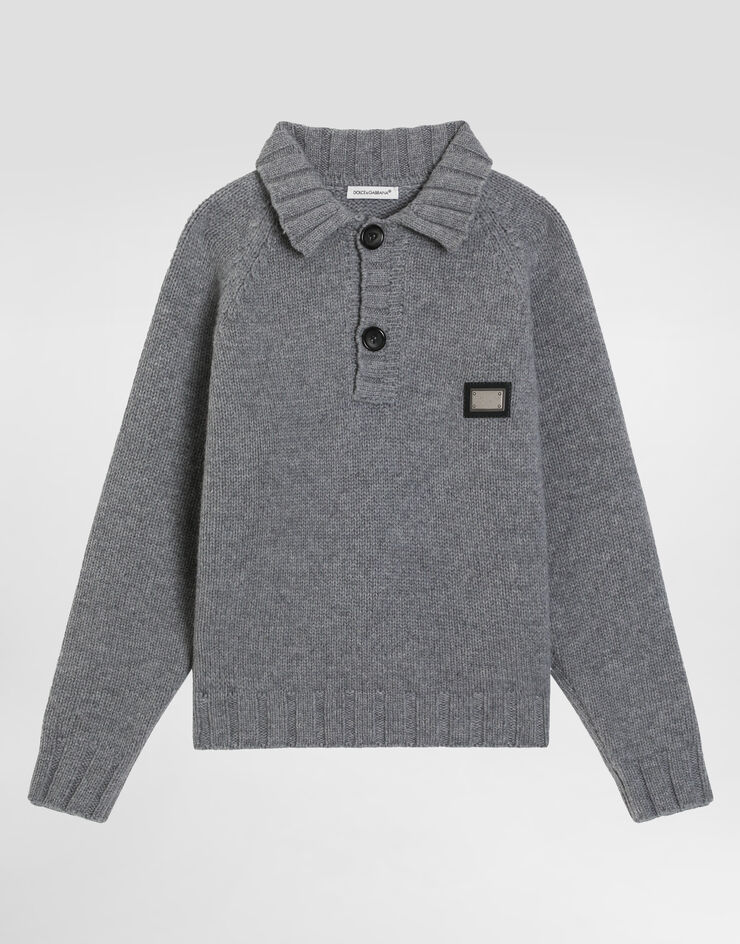 Dolce & Gabbana Wool and cashmere polo shirt Grey L4KWI0JGMBA