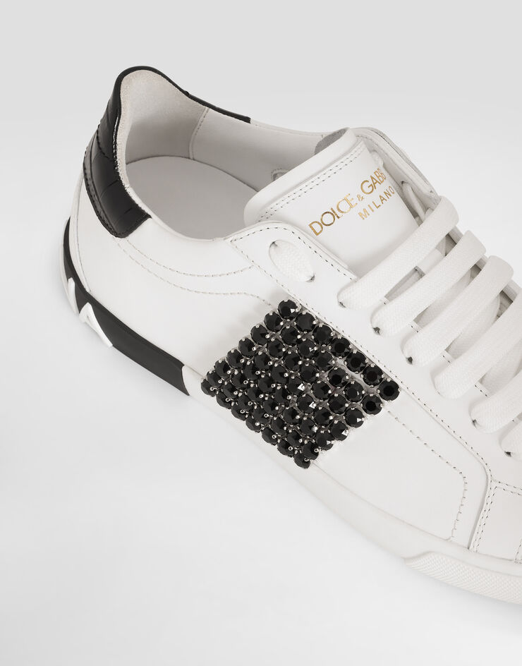 Dolce & Gabbana Zapatilla Portofino Vintage en piel de becerro Blanco CK2311A6N63